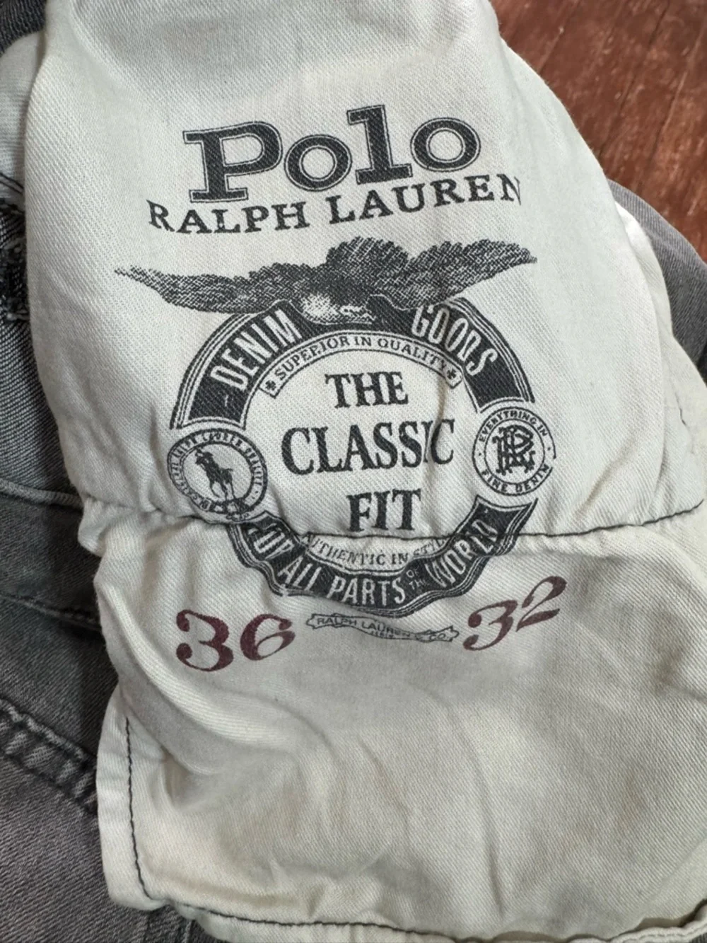 Polo Ralph Lauren Gray Jeans 36x32 Classic Fit Straight Faded Wash